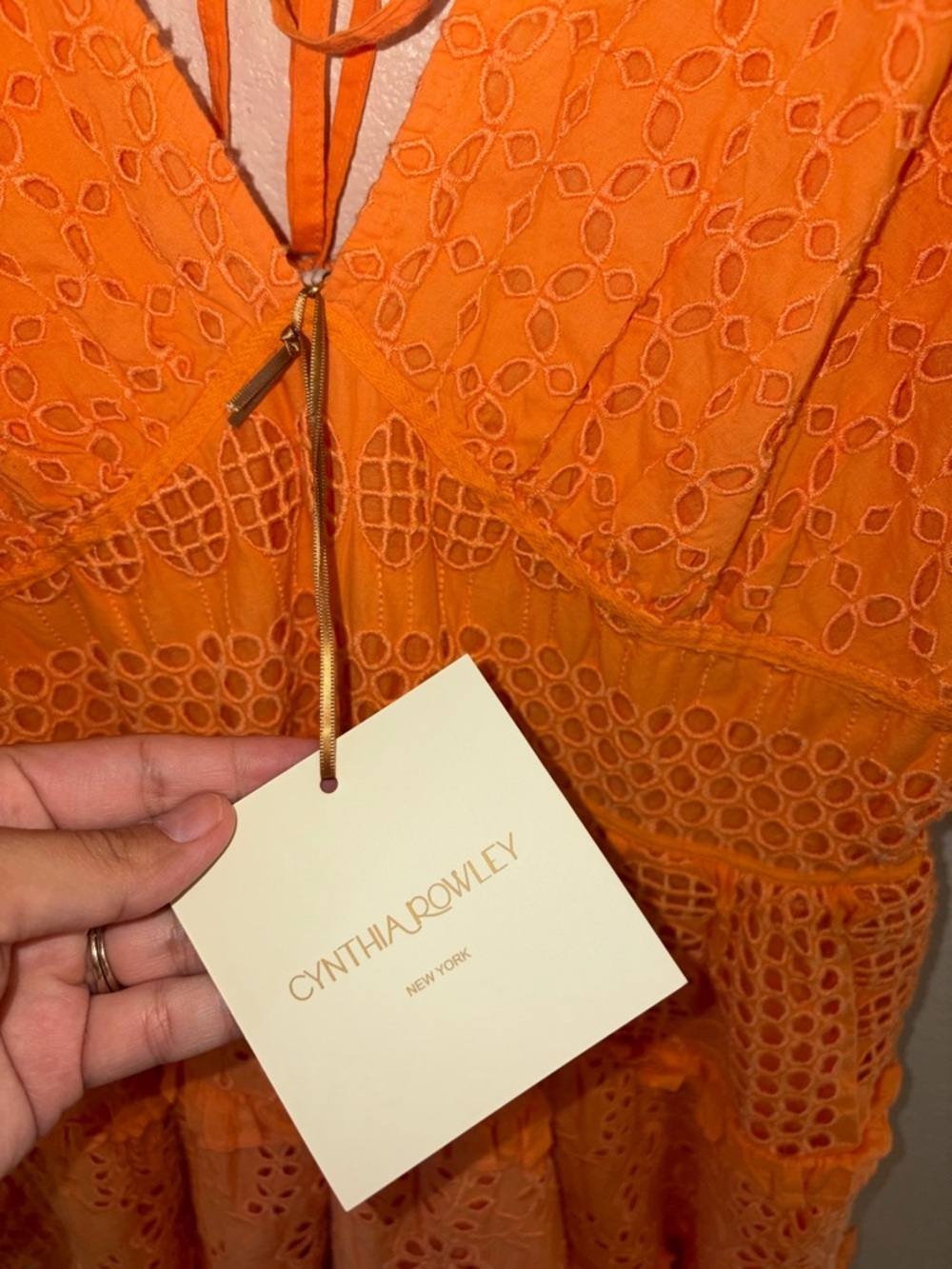 Cynthia Rowley Orange Embroidered Vaca Mini Dress - Picture 5 of 6